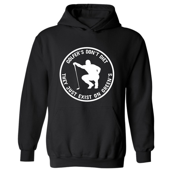 Golf Hoodie Golfers Don't Diet Funny Man Golfer Kneeling Golfing Sweatshirt - Picture 9 of 15